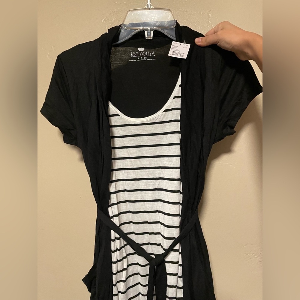 Maternity Striped shirt with Cardigan attached